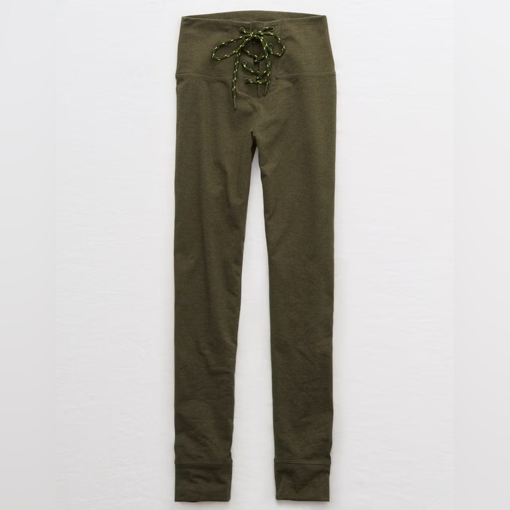 Aerie Green Leggings with Tapered Legs